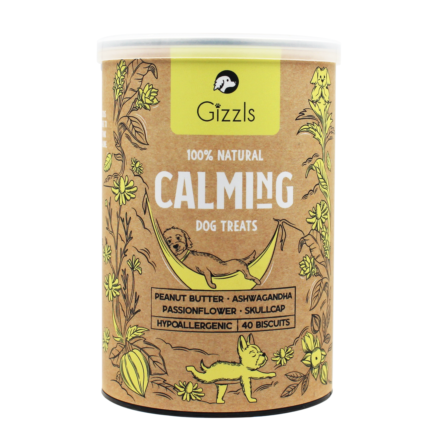 Snacks relajantes Gizzls 100 % naturales para perros