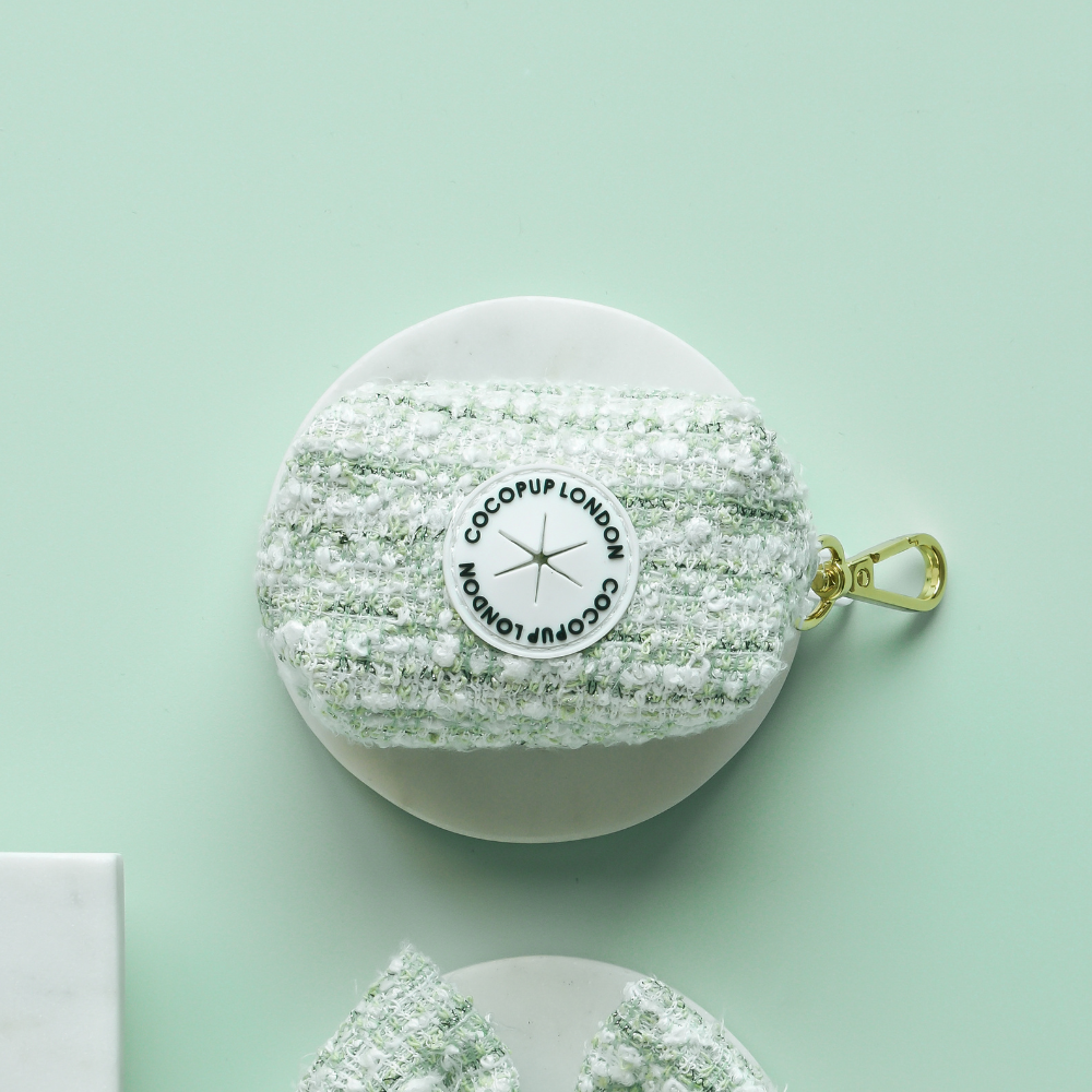 Porta bolsas para excrementos de tweed con textura de matcha