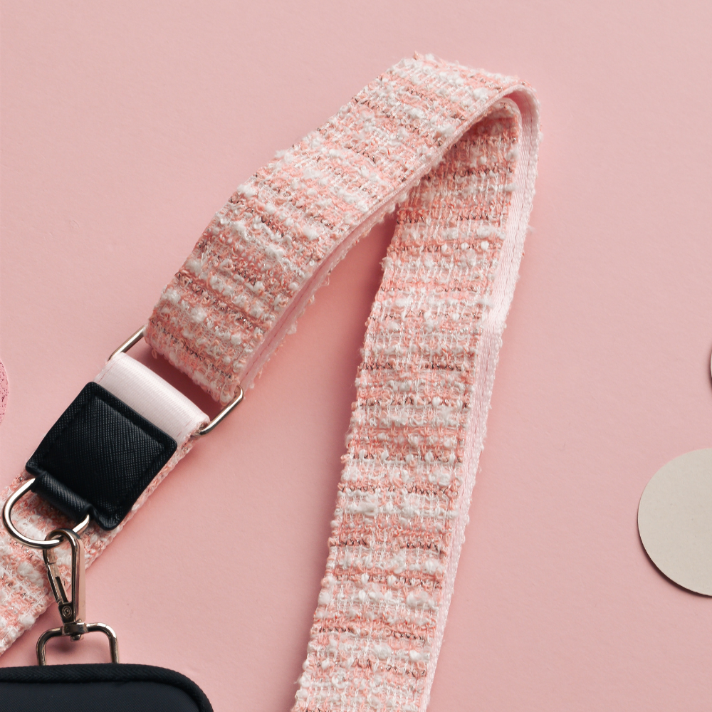 Correa para bolso de tweed texturizado - Rosa