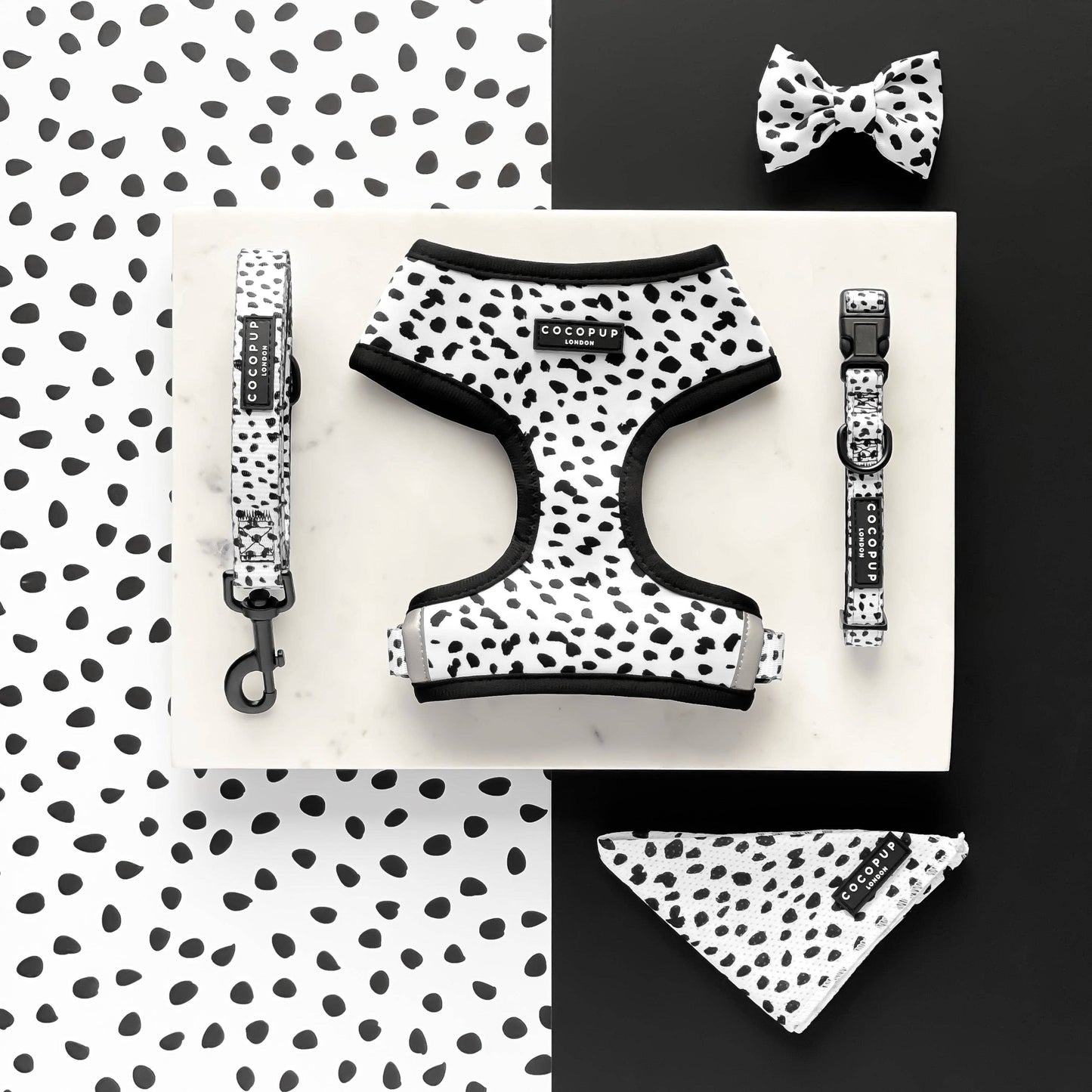 Arnés Ajustable para Perro con Estampado de Manchas Monocromáticas: M