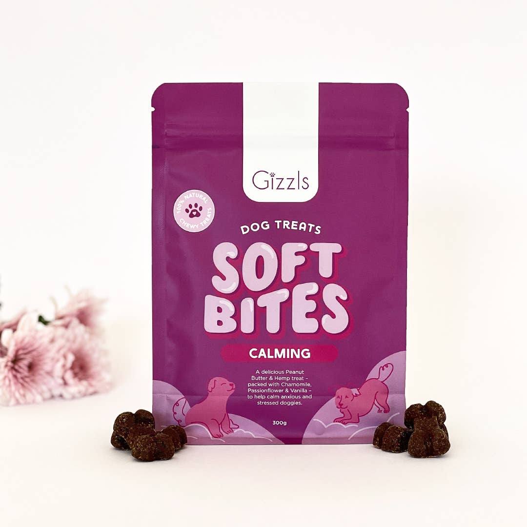 Golosinas relajantes de cáñamo Gizzls Soft Bites para perros