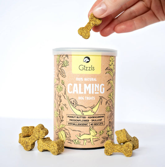 Snacks relajantes Gizzls 100 % naturales para perros