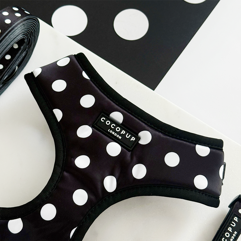 Harnais réglable pour chien en satin à pois: XS